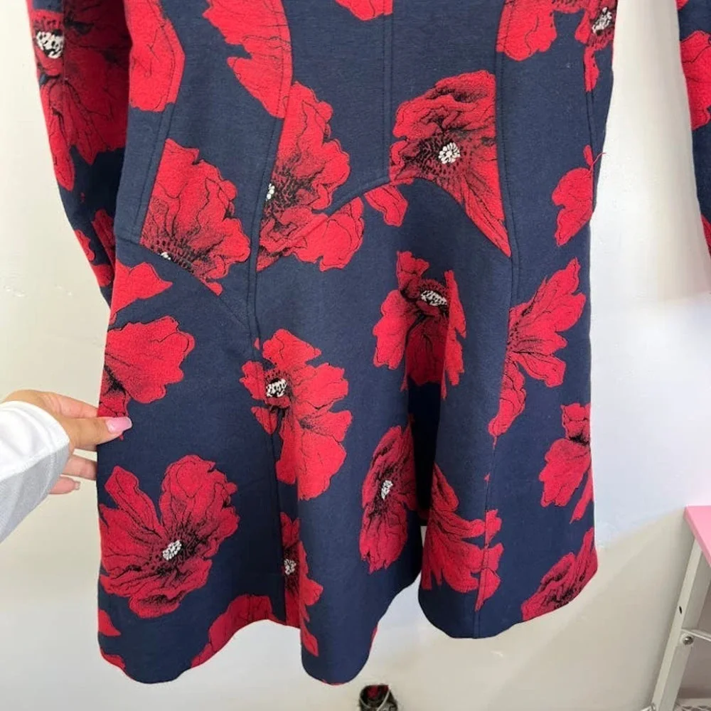 Lela Rose Poppy Print Long-sleeve fit and flare dress Womens size 4